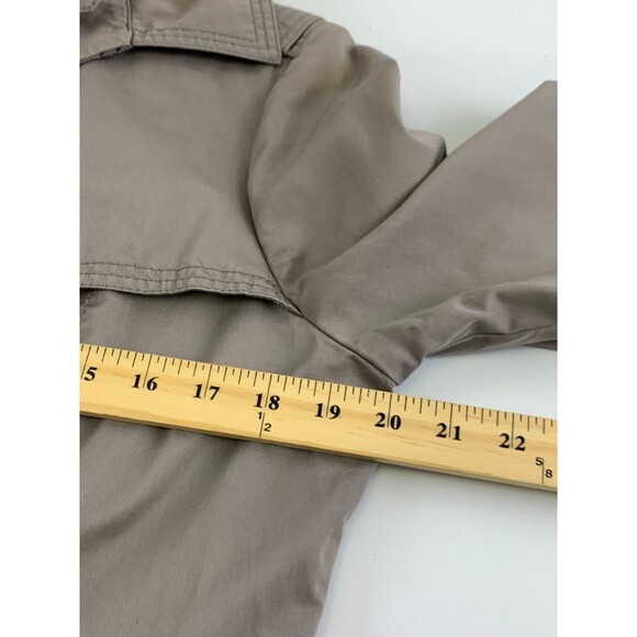Ted Baker Ruffle Trench Coat Belted Jacket Button Collared Gray Cotton Womens 4 - Picture 13 of 15